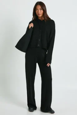 Ensemble Tricoté Oversize : Sweat À Casynthétiqueche Boutonné Et Pantalon Large