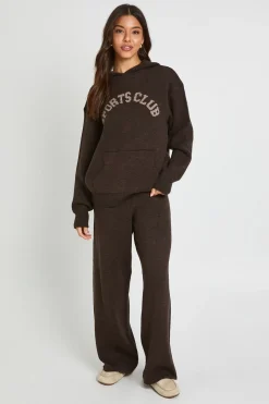 Ensemble Tricoté Surdimensionné Sweat À Casynthétiqueche Et Pantalon Sports Club
