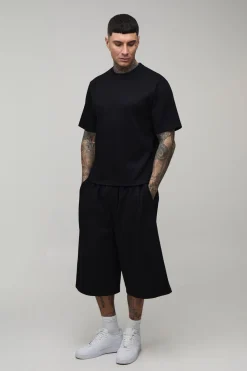 Ensemble T-shirt Ample Plissé Et Bermuda Pour Grande Taille