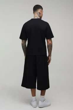 Ensemble T-shirt Ample Plissé Et Bermuda Pour Grande Taille