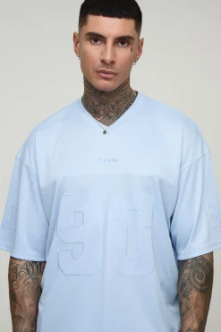 boohooMAN Ensemble T-shirt à appliqué hockey boxy oversize Tall et short Airtex Set<Homme Tout Afficher|Survêtements