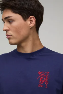Ensemble T-shirt Broderie Homard Coupe Regular Et Short Coupe Regular