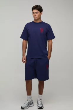 Ensemble T-shirt Broderie Homard Coupe Regular Et Short Coupe Regular