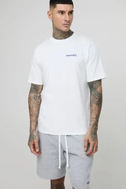 boohooMAN Ensemble T-shirt Brodé Officiel Et Short Jersey Décontracté Coupe Regular Tall Homme<Homme Tout Afficher|Survêtements