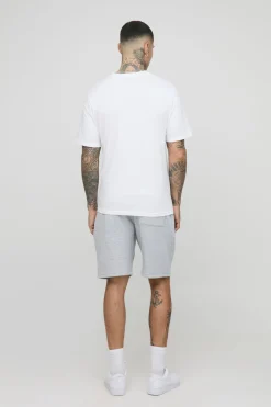 boohooMAN Ensemble T-shirt Brodé Officiel Et Short Jersey Décontracté Coupe Regular Tall Homme<Homme Tout Afficher|Survêtements