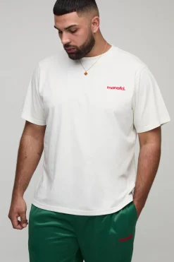 Ensemble T-shirt brodé Plus Regular pour homme & jogger en tricot surdimensionné avec cordon rallongé