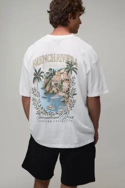 Ensemble T-shirt Col Oversize Et Short Imprimé Riviera