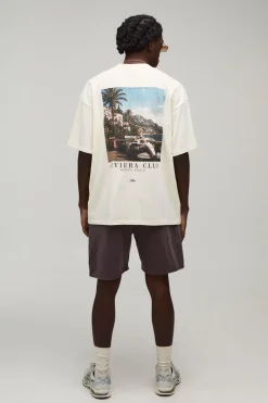 Ensemble T-shirt Col Rallongé Oversize Imprimé Riviera Et Short