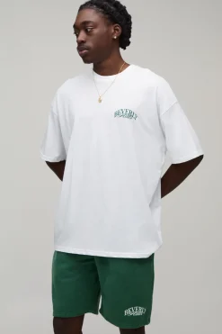Ensemble T-shirt Col Rond Oversize Et Short Imprimé Palmiers Beverly Hills
