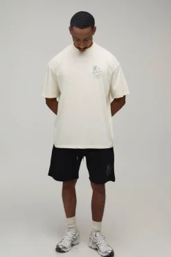 Ensemble T-shirt Col Étendu Et Short Oversize Imprimé Palmiers Mykonos