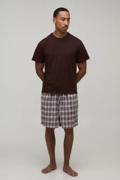 Ensemble T-shirt Coupe Regular Et Short De Détente À Carreaux