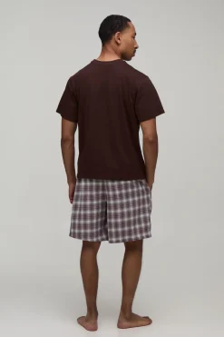 Ensemble T-shirt Coupe Regular Et Short De Détente À Carreaux