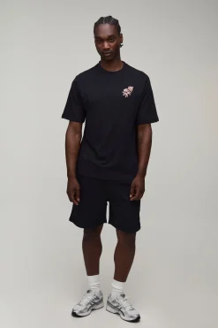 Ensemble T-shirt Coupe Regular Broderie Rose Et Short Coupe Regular Tall