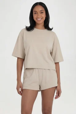 Ensemble T-shirt Court Ample Délavé Et Short Molleton