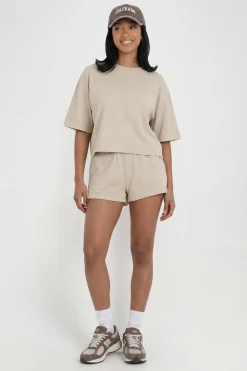 Ensemble T-shirt Court Ample Délavé Et Short Molleton