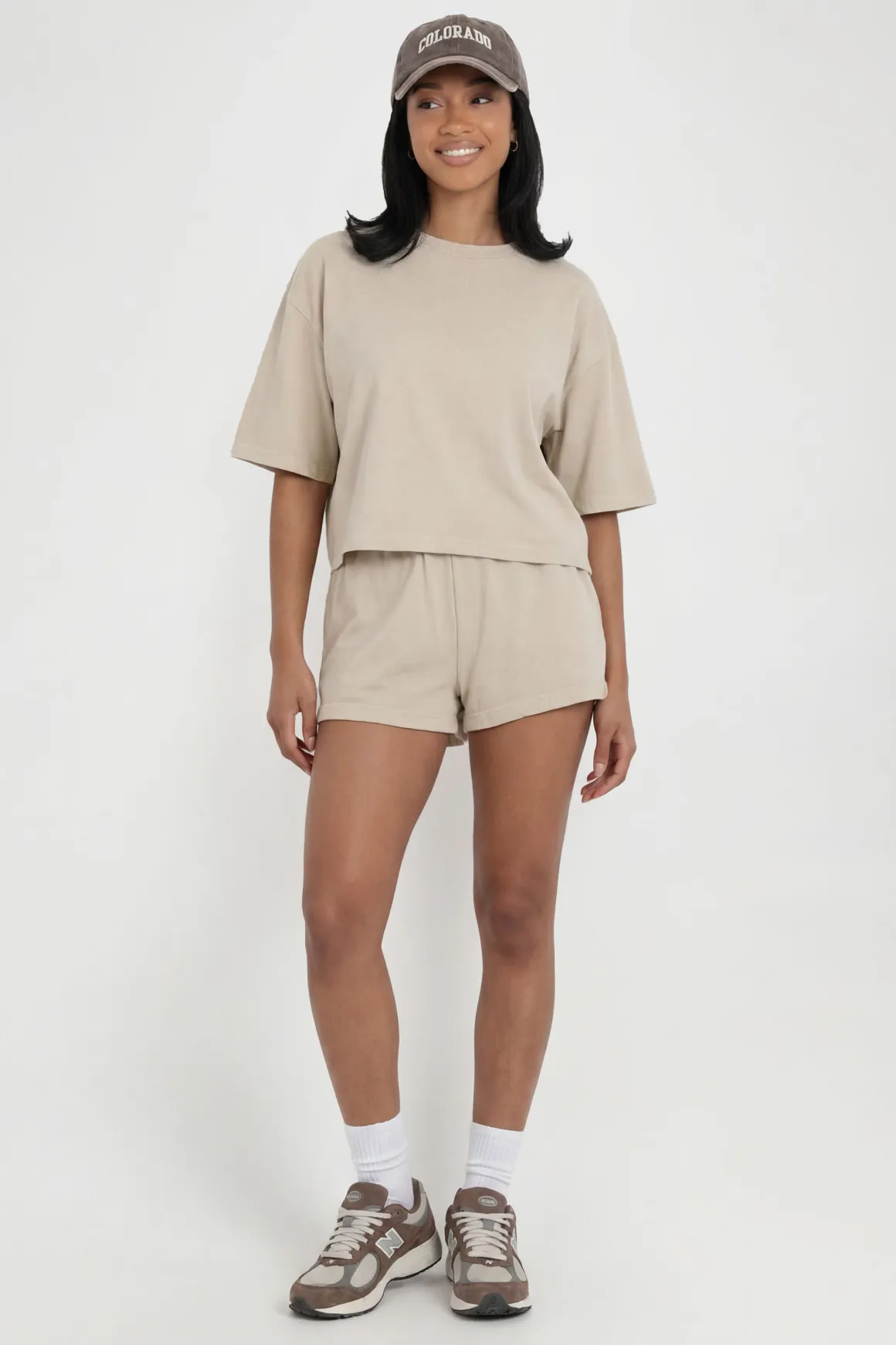 Ensemble T-shirt Court Ample Délavé Et Short Molleton