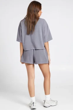 Ensemble T-shirt Court Ample Et Short Molleton Effet Délavé