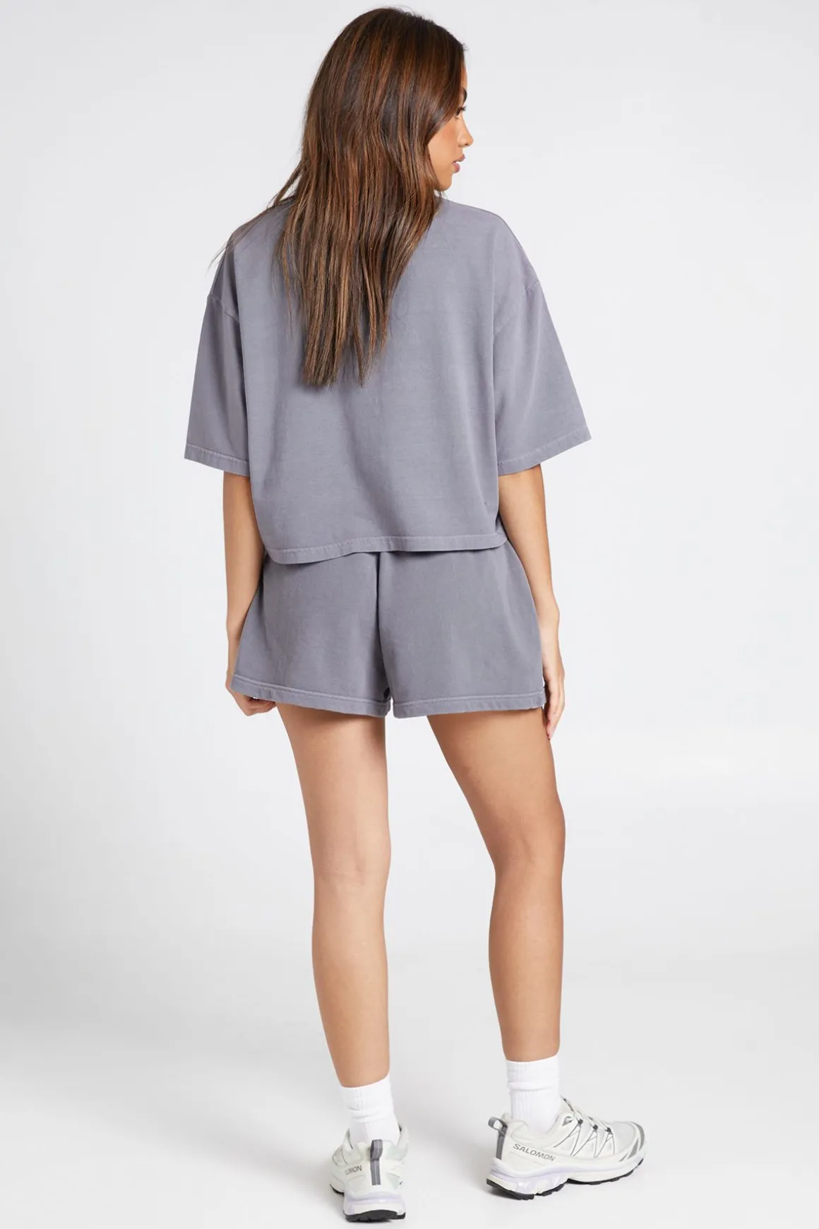 Ensemble T-shirt Court Ample Et Short Molleton Effet Délavé