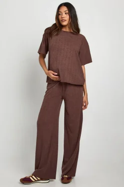 Ensemble T-shirt de maternité & Pantalon à jambes larges coordonné