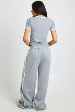Ensemble T-shirt À Détails Passepoilés Et Jogger Droit Pour Grande Taille