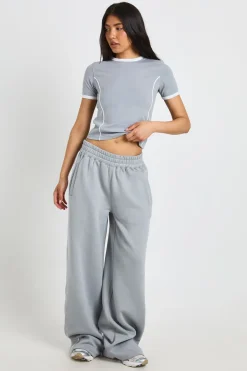 Ensemble T-shirt À Détails Passepoilés Et Jogger Droit Pour Grande Taille