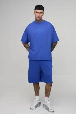 Ensemble T-shirt Et Short Brodé Man À Panneaux Oversize Tall