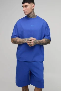 Ensemble T-shirt Et Short Brodé Man À Panneaux Oversize Tall
