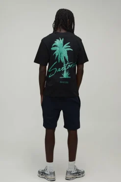 Ensemble T-shirt Et Short Coupe Regular À Imprimé Palmiers