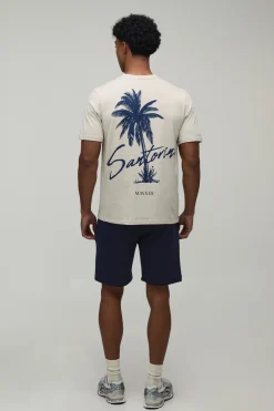 Ensemble T-shirt Et Short Coupe Regular À Imprimé Palmiers