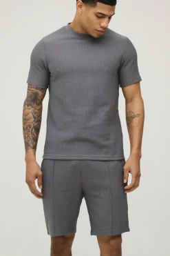 Ensemble T-shirt Et Short En Jersey Côtelé Coupe Ajustée