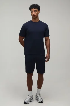 Ensemble T-shirt Et Short Gaufré Coupe Regular