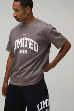 Ensemble T-shirt Et Short Imprimé Édition Limitée Effet Délavé Coupe Oversize