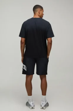 Ensemble T-shirt Et Short Imprimé Édition Limitée Effet Délavé Par Synthétiquelvérisation Coupe Oversize