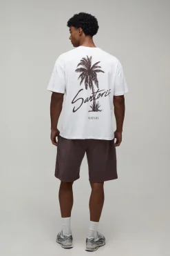 Ensemble T-shirt Et Short Oversize À Imprimé Palmiers