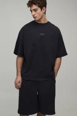 Ensemble T-shirt Et Short Oversize À Panneaux Avec Broderie Man