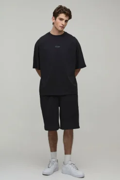 Ensemble T-shirt Et Short Oversize À Panneaux Avec Broderie Man