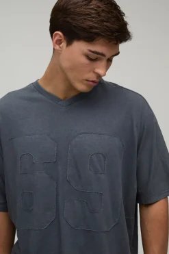 Ensemble T-shirt Et Short Oversize Ample Avec Appliqué Effet Délavé