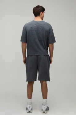 Ensemble T-shirt Et Short Oversize Ample Avec Appliqué Effet Délavé