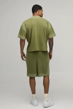 Ensemble T-shirt Et Short Oversize Raccourci À Délavage Spray Sur Coutures