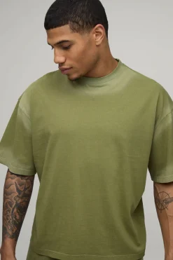 Ensemble T-shirt Et Short Oversize Raccourci À Délavage Spray Sur Coutures