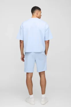 boohooMAN Ensemble T-shirt et short oversized boxy en tissu scuba<Homme Survêtements