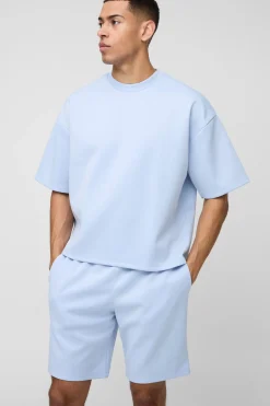 boohooMAN Ensemble T-shirt et short oversized boxy en tissu scuba<Homme Survêtements
