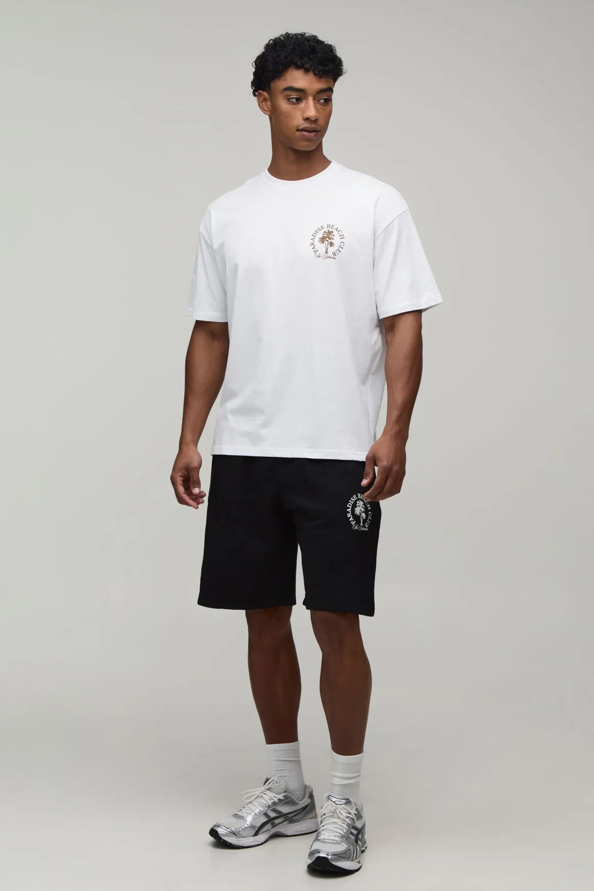 Ensemble T-shirt Et Short Oversize Paradise Beach Club Avec Palmier