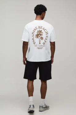 Ensemble T-shirt Et Short Oversize Paradise Beach Club Avec Palmier