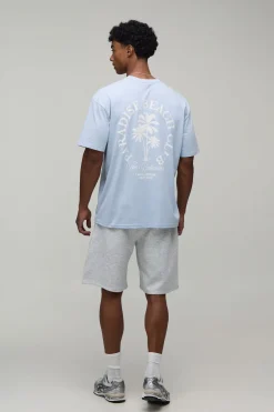 Ensemble T-shirt Et Short Oversize Paradise Beach Club Avec Palmier