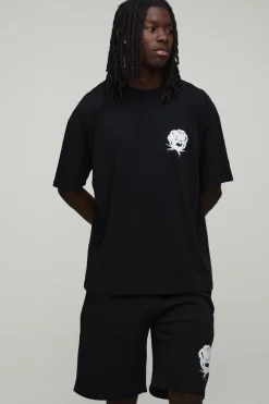 Ensemble T-shirt Et Short Oversize À Rose Graffiti Spray