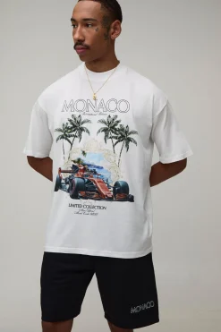 Ensemble T-shirt Et Short Oversize Imprimé Course De Monaco