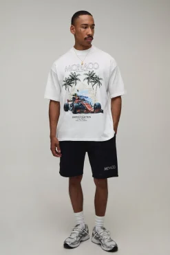 Ensemble T-shirt Et Short Oversize Imprimé Course De Monaco