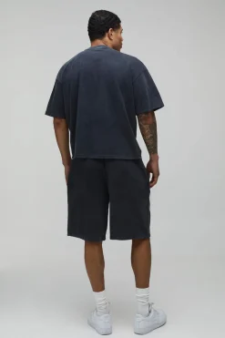 Ensemble T-shirt Et Short Sport Homme Oversize Boxy Effet Délavé