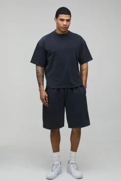 Ensemble T-shirt Et Short Sport Homme Oversize Boxy Effet Délavé